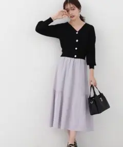 【美品】プロポーションボディドレッシング＊サイドティアードフレアスカート