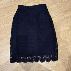 ネイビー 花柄レース タイトスカート S