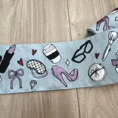 8.5cm幅インド刺繍リボン(コスメ柄グレー)