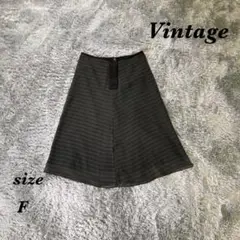 Vintage (F) リバーシブルスカート 透け感 ひざ丈スカート