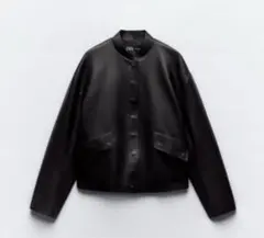 ザラ　zara ブラック フェイクレザージャケット