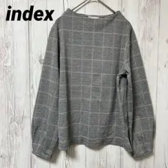 【index】長袖　カットソー　ハイネック　トップス　千鳥柄　グレンチェック