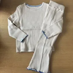 アイボリー リブ編み 長袖Tシャツ レギンスセット