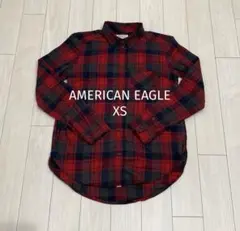 アメリカンイーグルアウトフィッターズ　チェックシャツ　XS レッド系　長袖