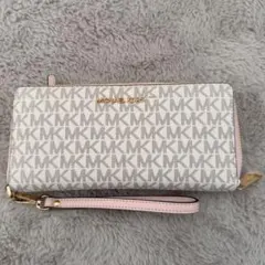 MICHAEL KORS 合成皮革 長財布 ホワイト ピンク