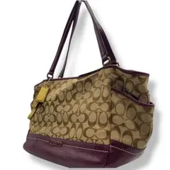 Coach シグネチャー　トートバッグ　キャンバス　レザー