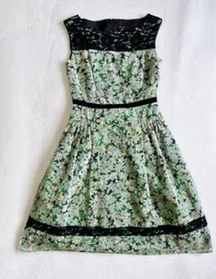 TOCCA トッカ ノースリーブワンピース 花柄 刺繍 ミントグリーン M