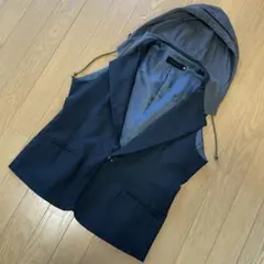 日本製　AndA 異素材mix フード付きベスト　パーカー