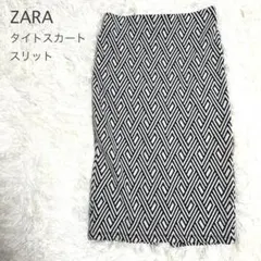 ZARA TRF 幾何学柄 タイトスカート スリット入り Mサイズ