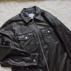 格安✨ Calvin Klein フェイクレザージャケット Lサイズ　ブラック
