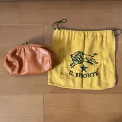 IL BISONTE オレンジ レザーポーチ 保存袋付き