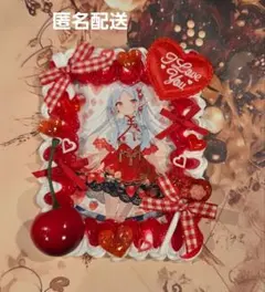 【ハンドメイド】ホイップデコ B8 硬質カードケース レッドさくらんぼハート