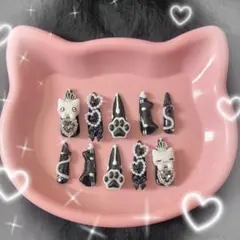 【No.3】ネイルチップ 平成女児 地雷系 量産型 ねこ ゴテゴテ