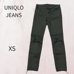 UNIQLO JEANS ユニクロ ブラック　ダメージ加工 スキニー　小さめ