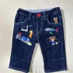 ミキハウスプッチーくんデニムハーフパンツ100飛行機