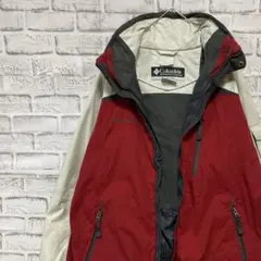 コロンビア　マウンテンパーカー　レッドM ロゴ刺繍アウトドア912