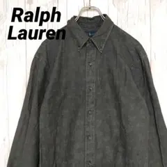ラルフローレン ボタンダウンシャツ 柄シャツ ペイズリー柄 黒 L 総柄 希少♪
