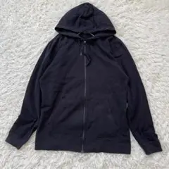 【リーボックReebok】黒　パーカー　ジップアップ　スポーツウェア　裏起毛　L