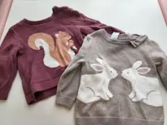 リスとウサギ刺繍ニットセーター 70サイズ　別売り可