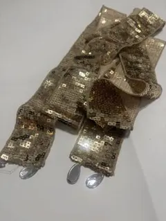 金色スパンコール　リボン生地