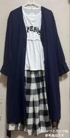 GU ネイビー 長袖 シャツワンピース Lサイズ