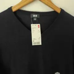 新品★未使用　ユニクロ　メンズ　コットンカシミヤ Vネックセーター ネイビー