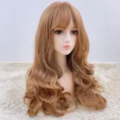 新品♡フルウィッグ ロング カール ベージュブラウン 医療用 コスプレ 茶髪