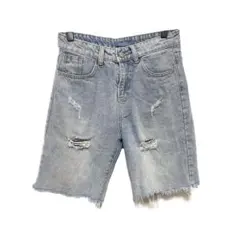 y2k デニムパンツ　ライトブルー ダメージ加工 ショートパンツ　平成ギャル