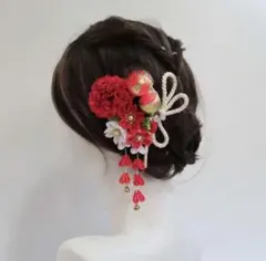 【新品未使用】七五三 髪飾り 5点セット　女の子　ちりめん　つまみ細工