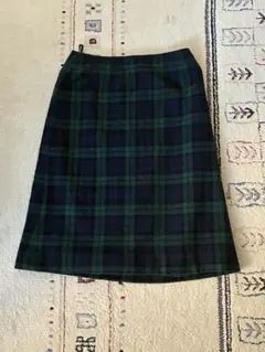 Yorkland タータンチェック柄 膝丈スカートウール混 サイズL相当