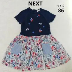 NEXT　ネクスト 半袖ワンピース　花柄　紺　86cm