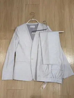 プラステ リネンブレンドカラーレスジャケット＆パンツ セットアップ グレー XS