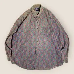 【雰囲気配色◎】90s 渋カラー OLDGAP 総柄ペイズリーBDシャツXL