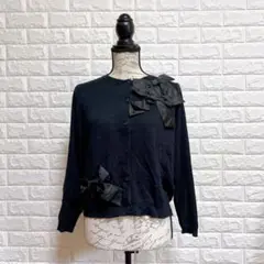 ローズティアラ【42】カーディガン リボン 黒 卒業式入学式 上品 春秋