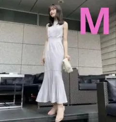 ◾︎L'Or ロル マーメイドプリーツドレス ワンピース M ライトグレー