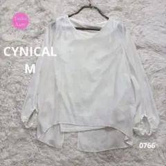 CYNICAL Vネックインナー付き シアートップブラウス M 袖口ギャザーのサムネイル