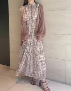 【SNIDEL】ミドルニットカーデ　ピンクベージュ