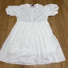 子供服 女の子 ワンピース 半袖 白 ホワイト 160サイズ 中古