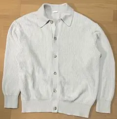 ニットカーディガン 襟付きニット ホワイト 白 GU