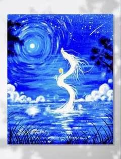 【降り注ぐ金色の光】,天使,angel,空,青空,光,ブルー,青,青い鳥,抽象画 降り注ぐ金色の光】,天使,angel,空,青空,光,ブルー,青,青い鳥,抽象画 絵画