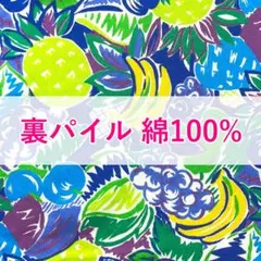 生地 裏パイル ジャージ生地 フルーツ柄 プリント生地 綿100%