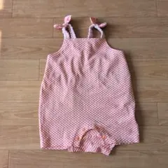 ギンガムチェック ロンパース オレンジ