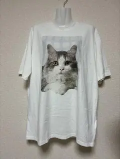 merryjenny猫の顔プリント ホワイト Tシャツのサムネイル