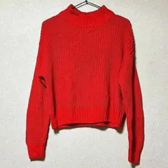 H&M 赤 セーター ニット ゆったり レディース S 大人可愛い 秋 冬