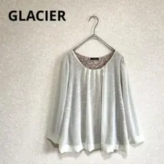 GLACIER グラシア シフォンブラウス 花柄裏地 七分袖 ホワイト M