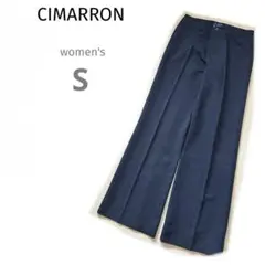 美品美脚シマロンダークグレー チェック柄 ストレートパンツレディースSスペイン製
