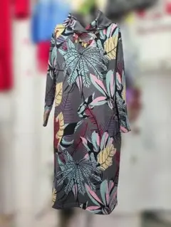 新品更にOFF❤ 裏フリース ロングワンピースC 花柄 長袖 伸縮性あり