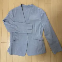 ノーカラージャケット ライトグレーのサムネイル