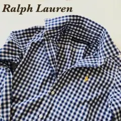 ラルフローレンスポーツ ネイビー ギンガムチェック 長袖シャツS～M