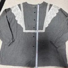 最終価格！　サマンサモスモス　 レース付き長袖ブラウス　白黒チェック　美品